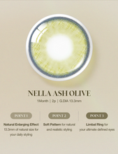Load image into Gallery viewer, OLENS Nella Ash Olive Monthly (Prescription 0.00~-8.00, 1 Pair)
